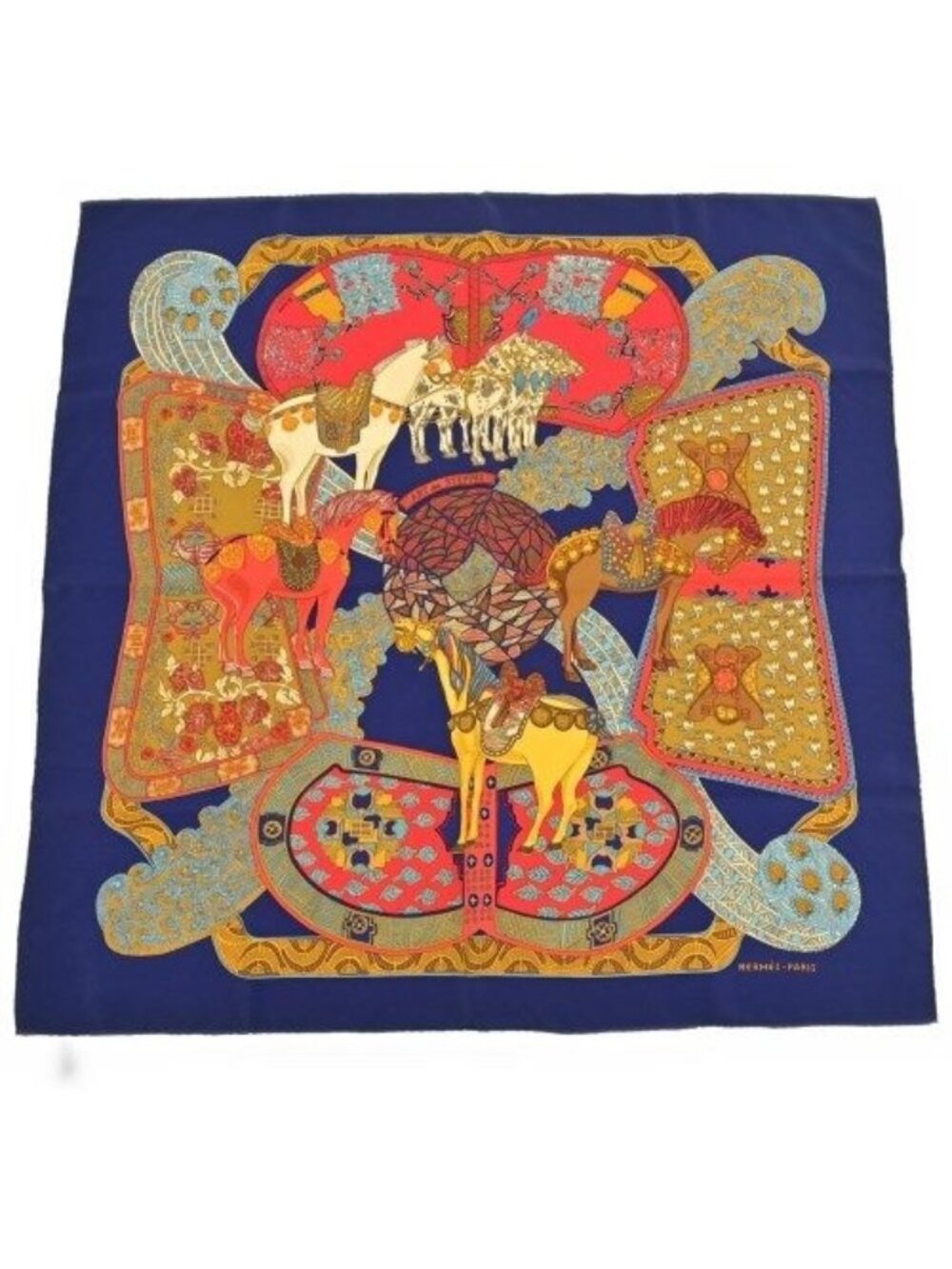 Hermes Bandana Scarf Navy